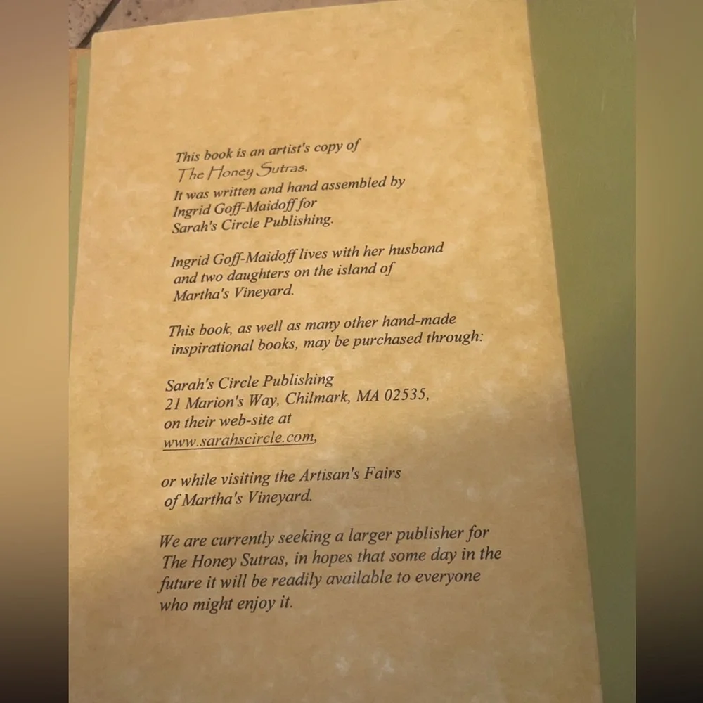 (The Honey Sutras) Soul Wisdom and Recipes  by Ingred Goff-Maidoff - Picture 7 of 7